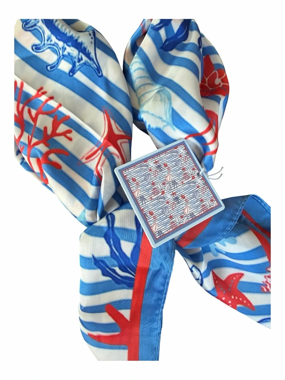 PIPER K | Nautical Starfish Shell Ocean Coral Scarf NWT